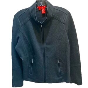 Etcetera Full Zip Jacket Size 12 Dark Gray Zipper Cuffs Front Pockets Luxury EUC